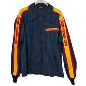 Vintage Bridgestone Cafe Motorcycle Car Racing Jacket Mens L Navy Swingster